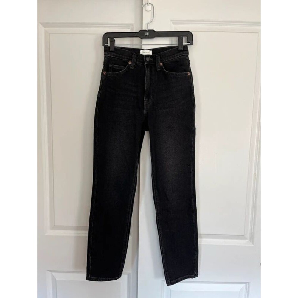 Oak + Fort Black High Rise Straight Leg Jeans